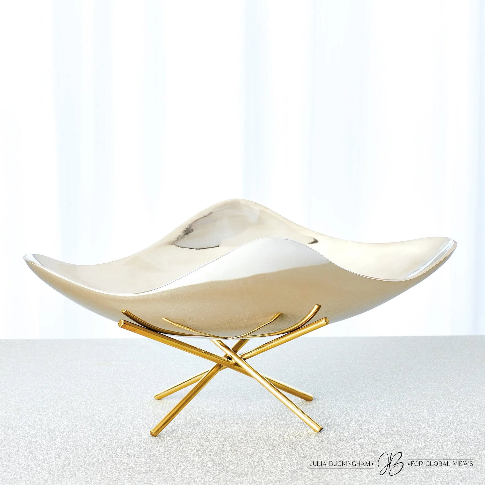 Thistle Decorative Bowl with Brass Stand by Global Views. Made from aluminum, brass in a modern style.