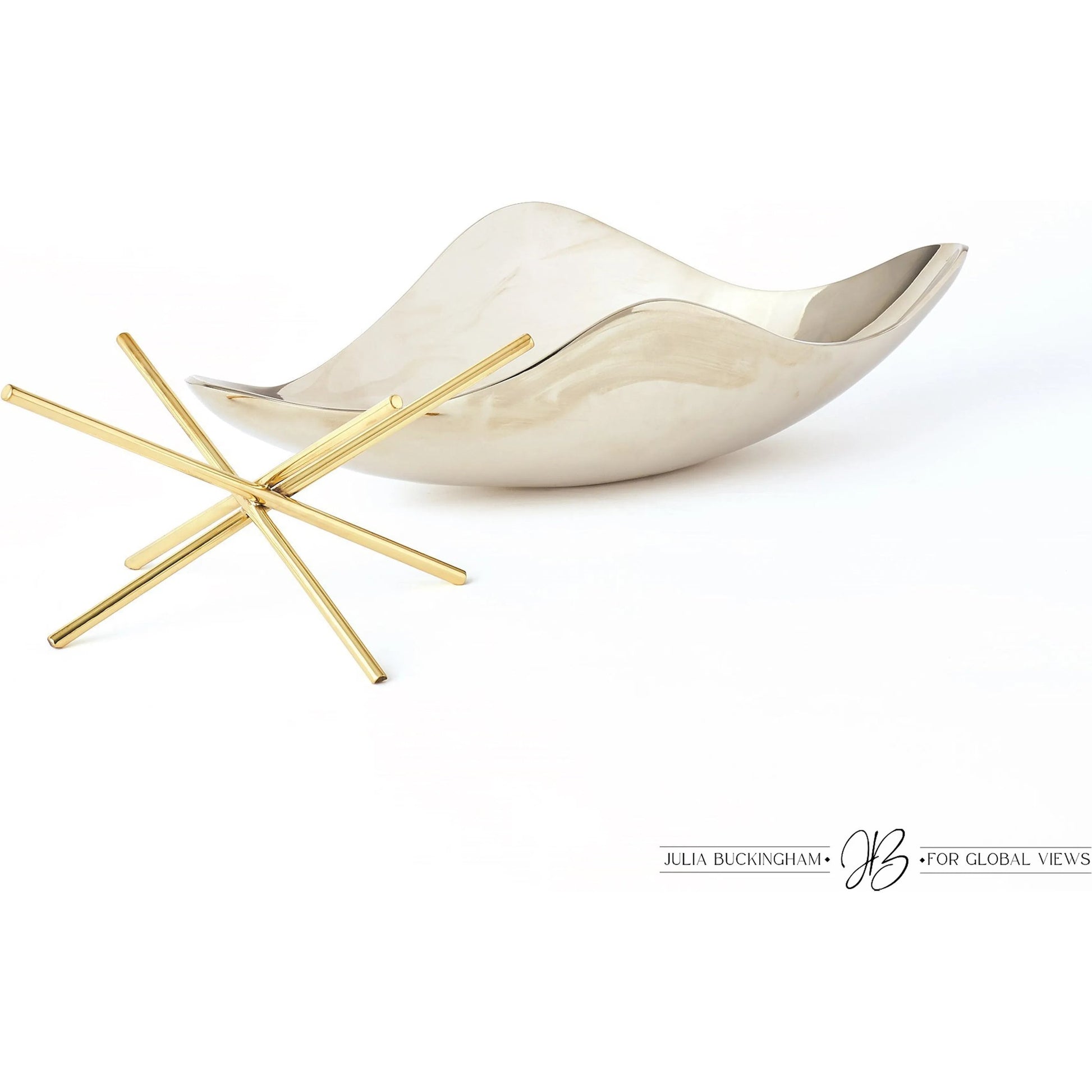 Thistle Decorative Bowl with Brass Stand by Global Views. Made from aluminum, brass in a modern style.