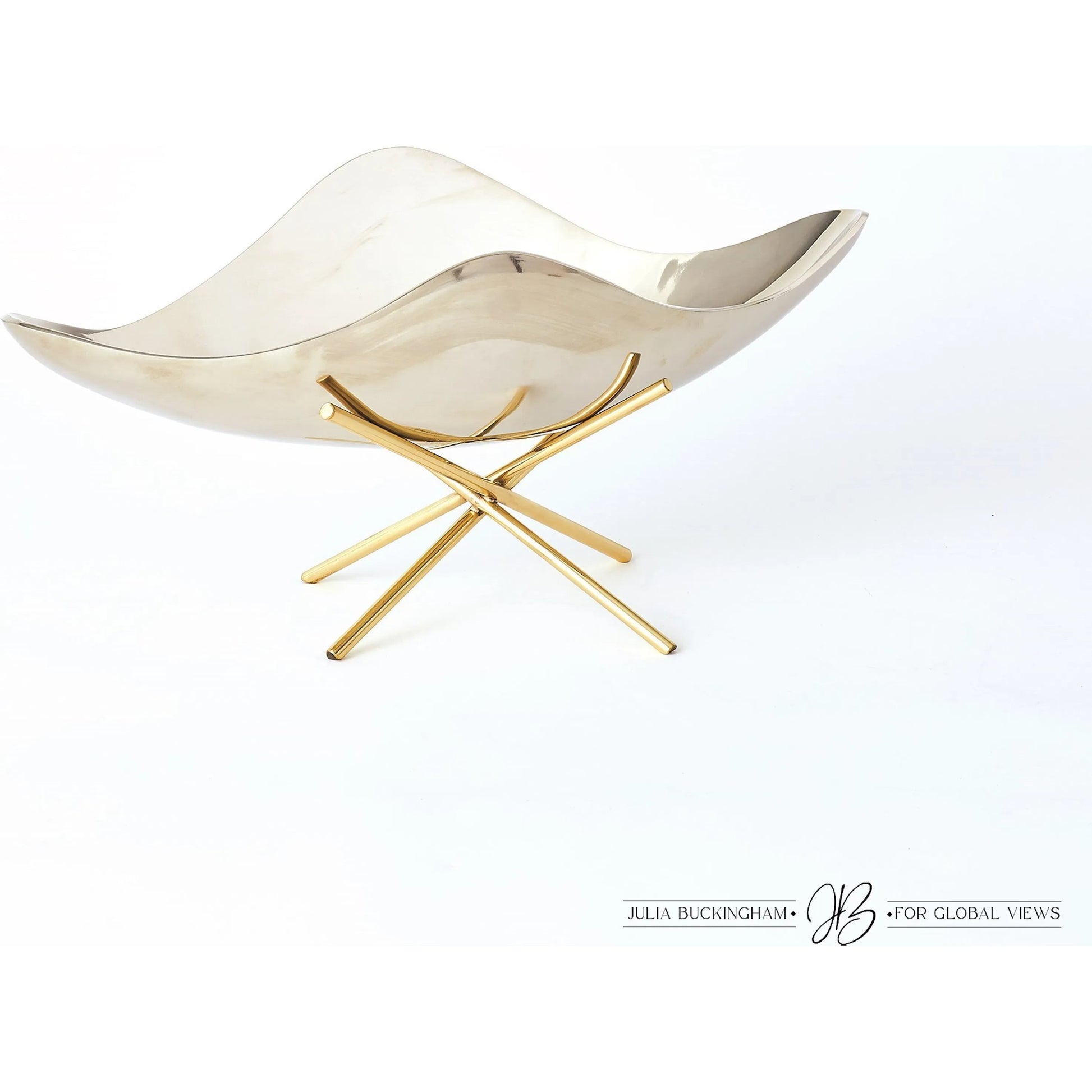 Thistle Decorative Bowl with Brass Stand by Global Views. Made from aluminum, brass in a modern style.