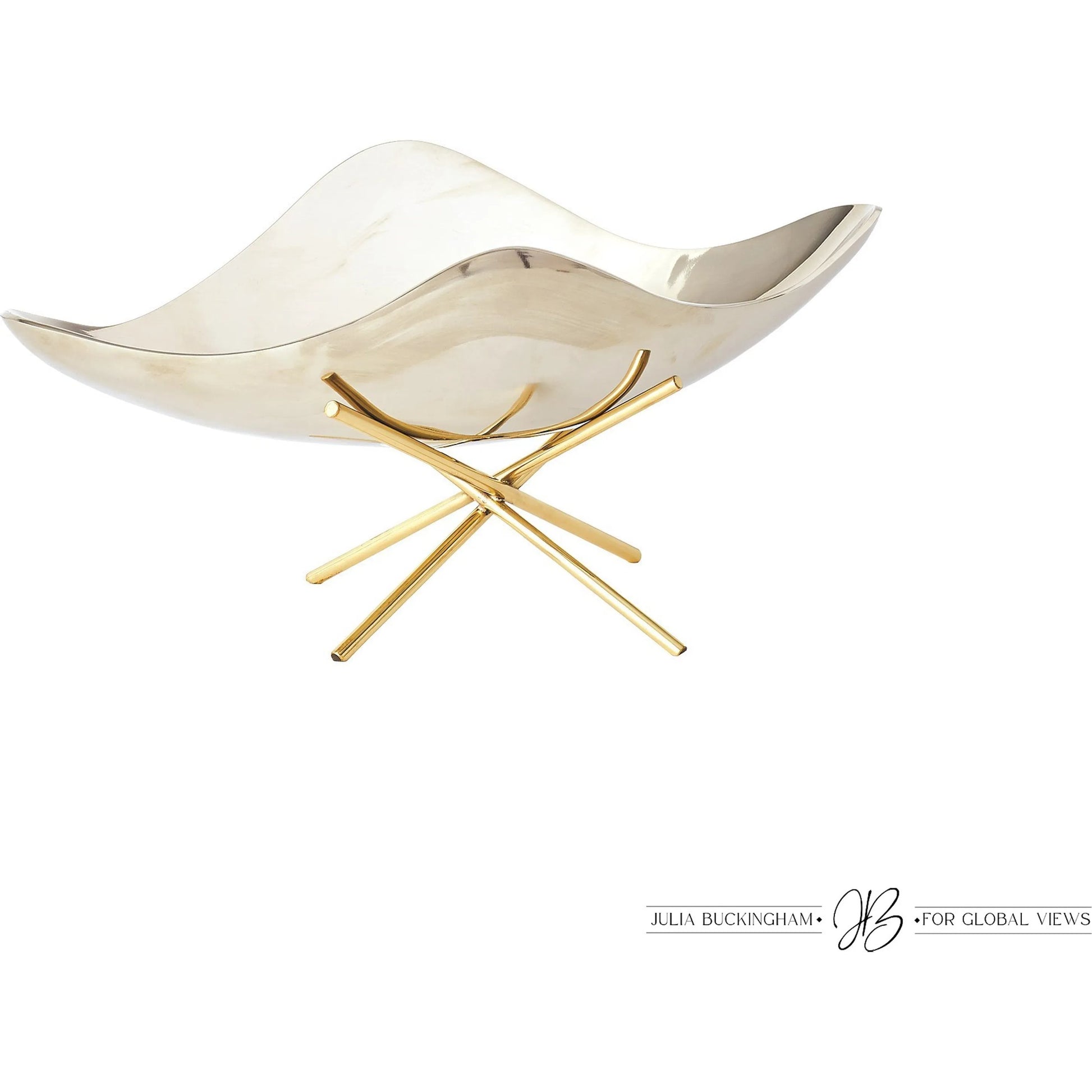 Thistle Decorative Bowl with Brass Stand by Global Views. Made from aluminum, brass in a modern style.