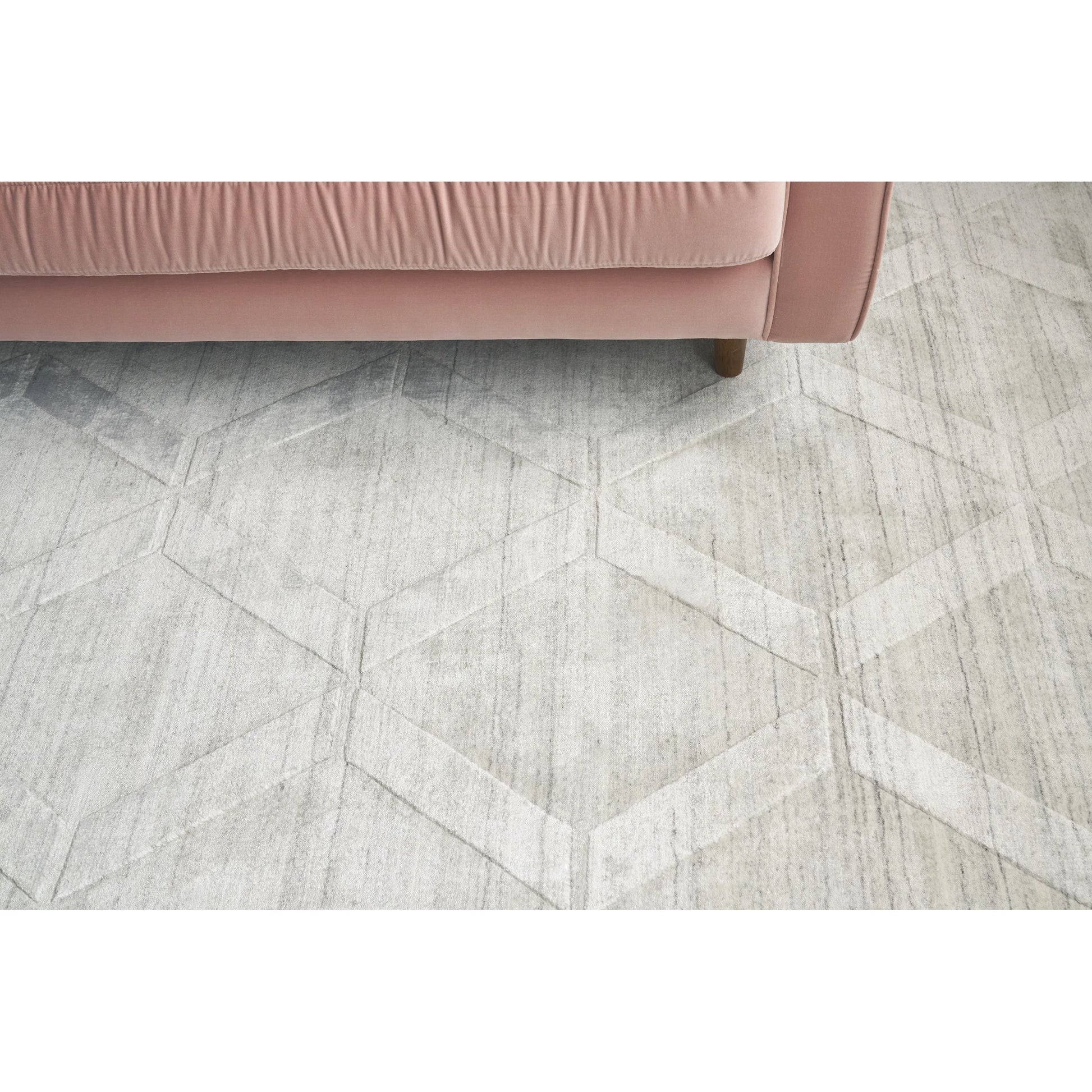 Lotus Pattern Rug by Exquisite Rugs in ivory. Made from wool, bamboo silk in a unique style.