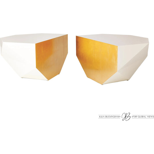 Gema Coffee Table by Global Views in ivory, gold. Made from mdf in a modern style.
