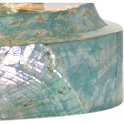 Dog and Umbrella Lamp by Chelsea House in abalone, silver, antique, natural. Made from wood, brass, shell in a traditional style.