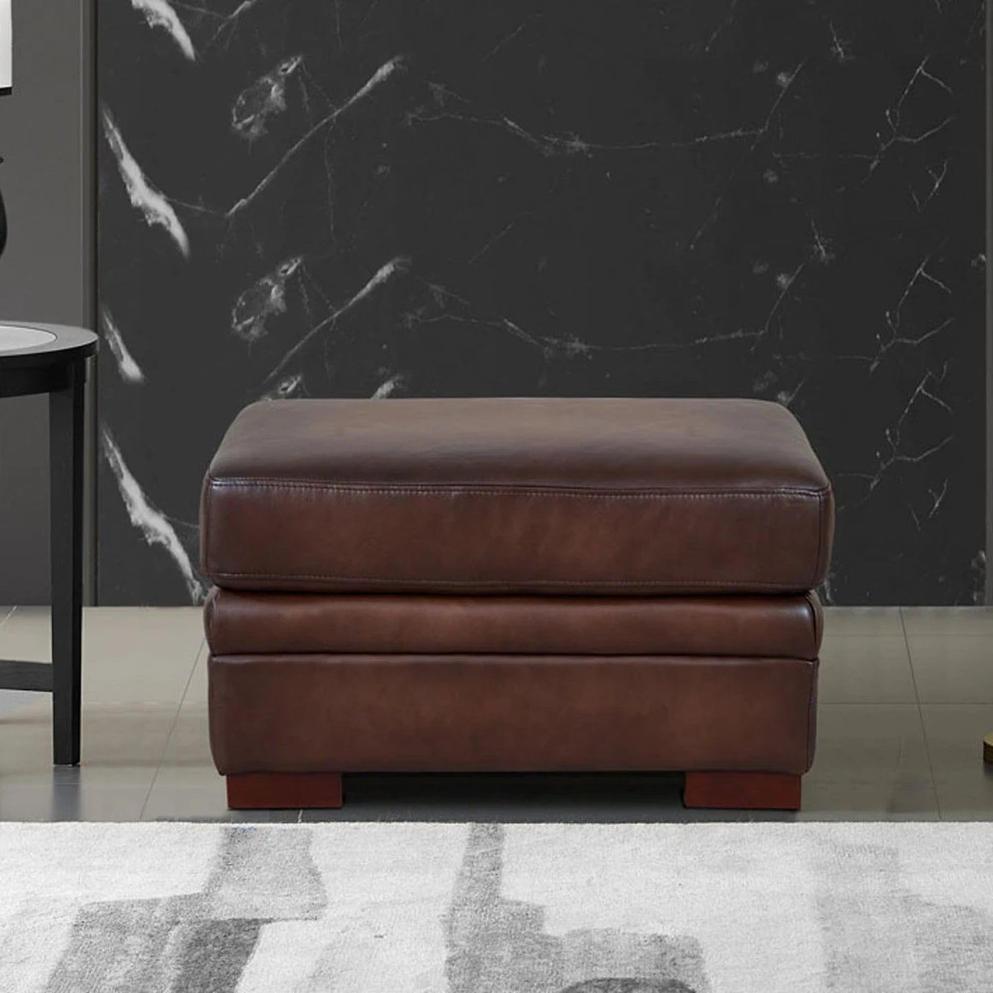 007 SI-2095625 | Lifestyle | Brookfield Ottoman by Hydeline in caramel brown. Made from leather in a transitional style.