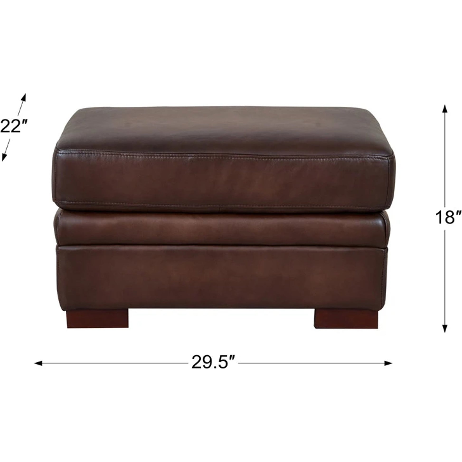Brookfield Ottoman by Hydeline in caramel brown. Made from leather in a transitional style.