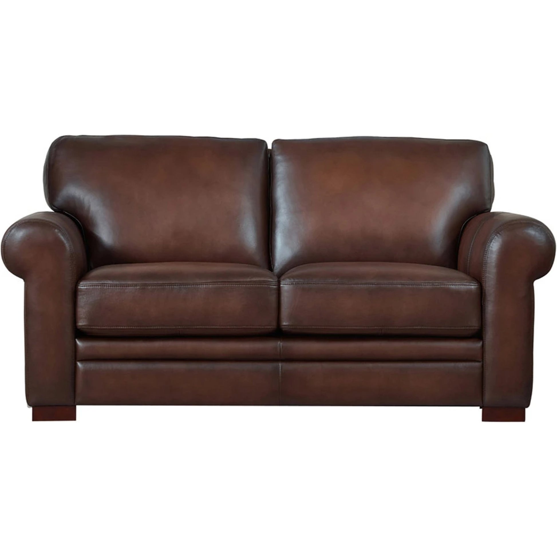 Brookfield Loveseat by Hydeline in caramel brown. Made from leather in a transitional style.
