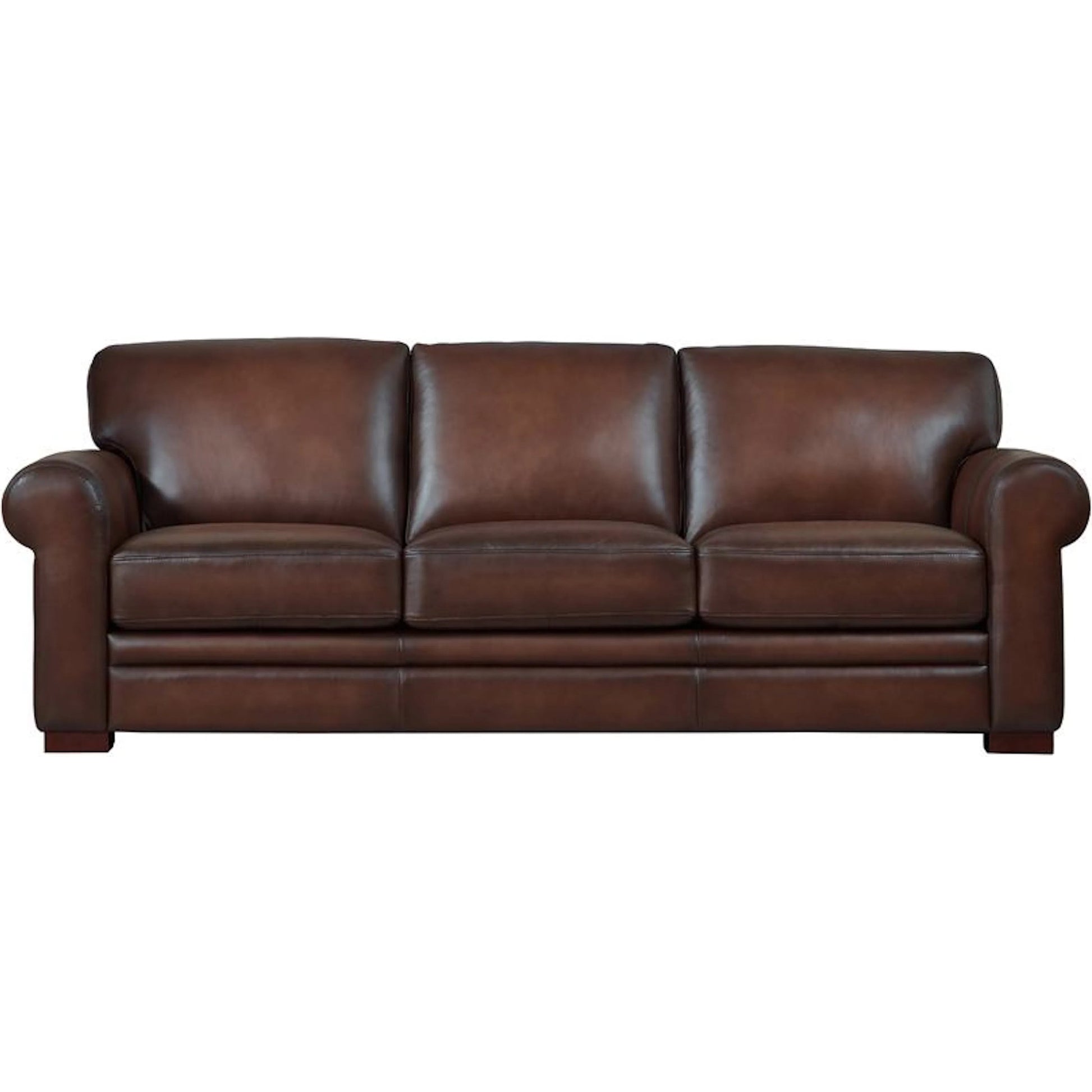 Brookfield Sofa by Hydeline in caramel brown. Made from leather in a transitional style.
