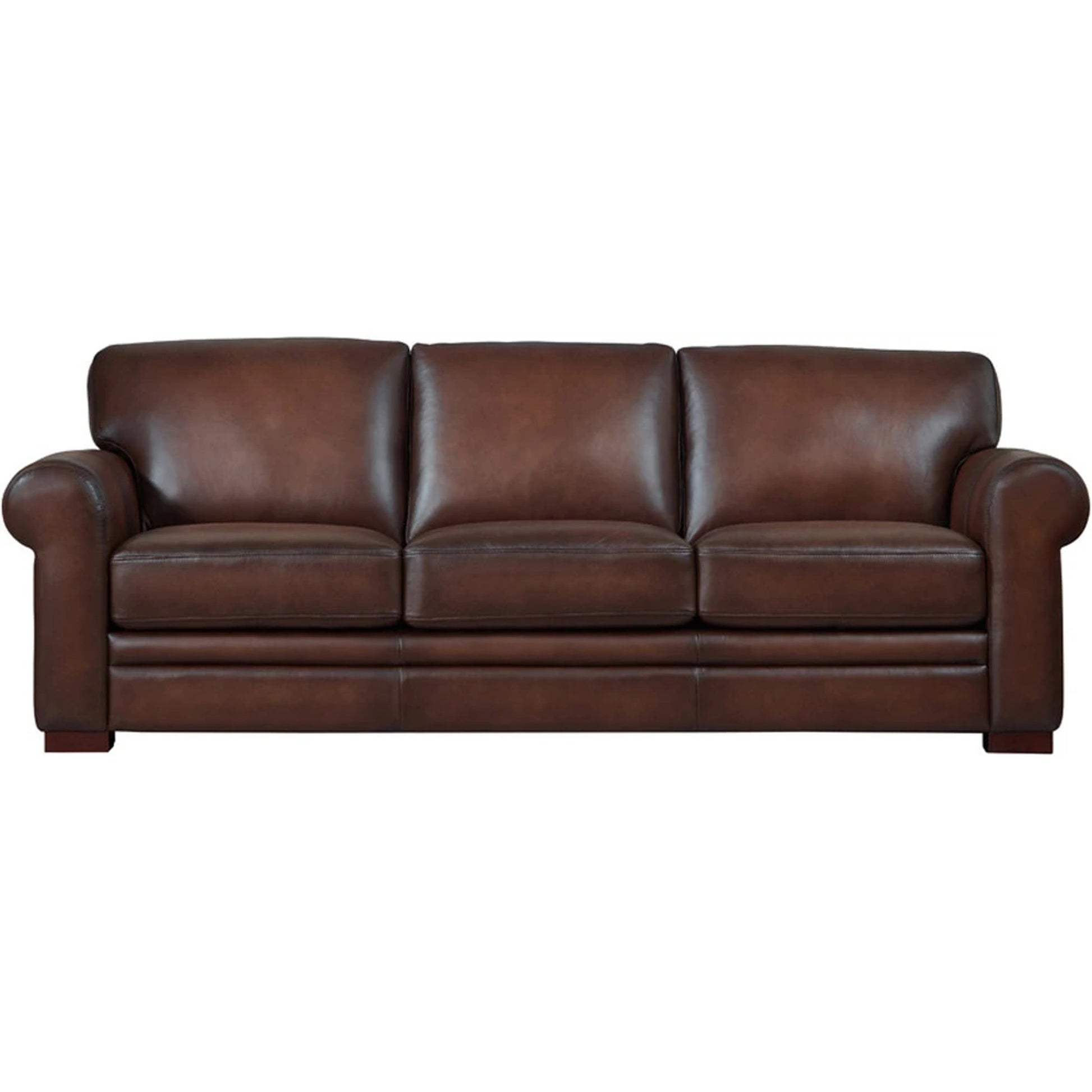 Brookfield Sofa by Hydeline in caramel brown. Made from leather in a transitional style.