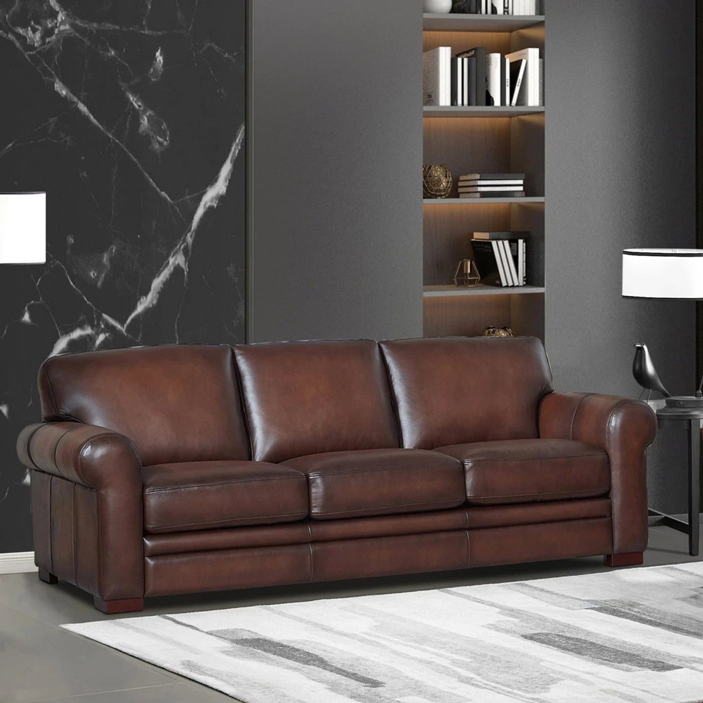 007 SI-2095626 | Lifestyle | Brookfield Sofa by Hydeline in caramel brown. Made from leather in a transitional style.