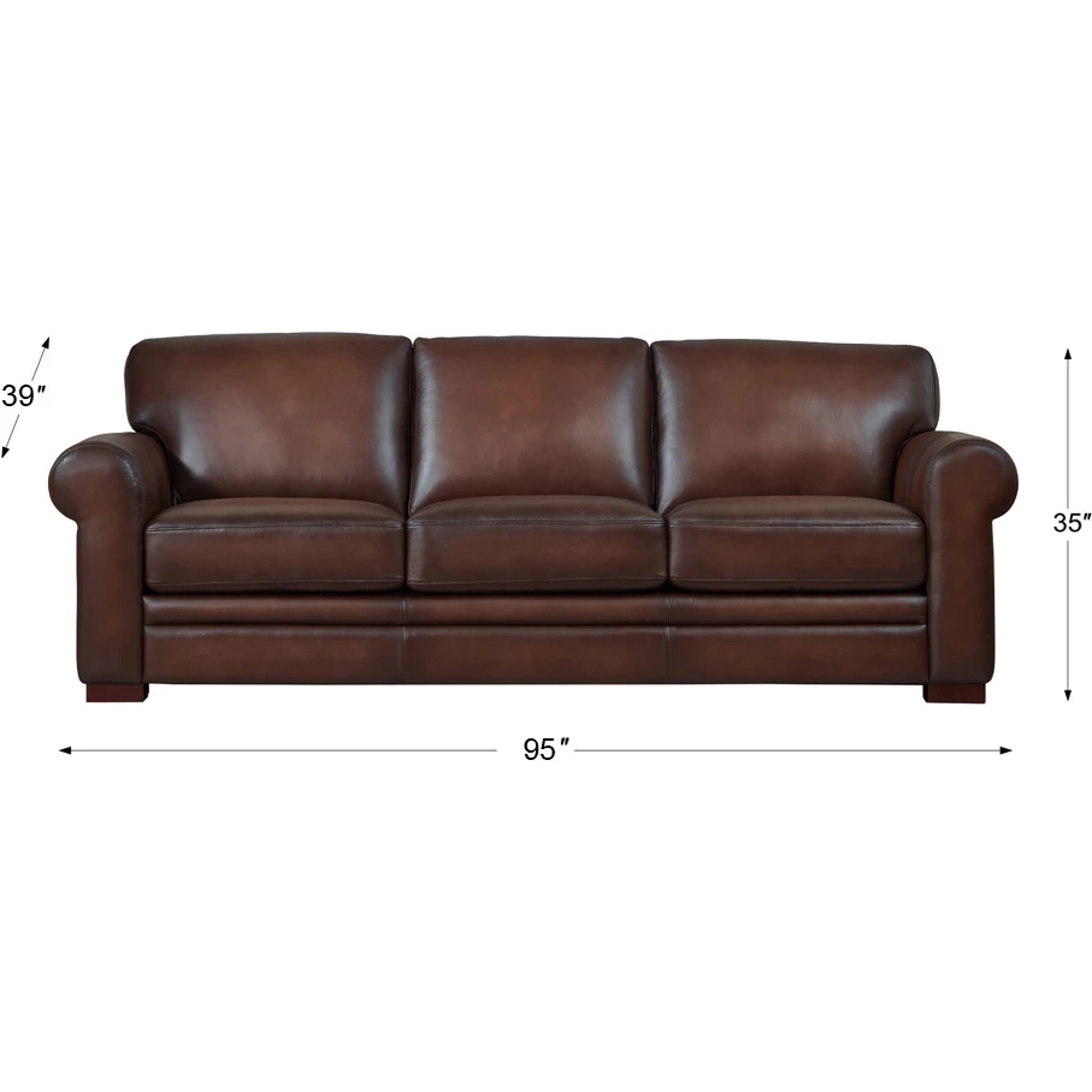 Brookfield Sofa by Hydeline in caramel brown. Made from leather in a transitional style.