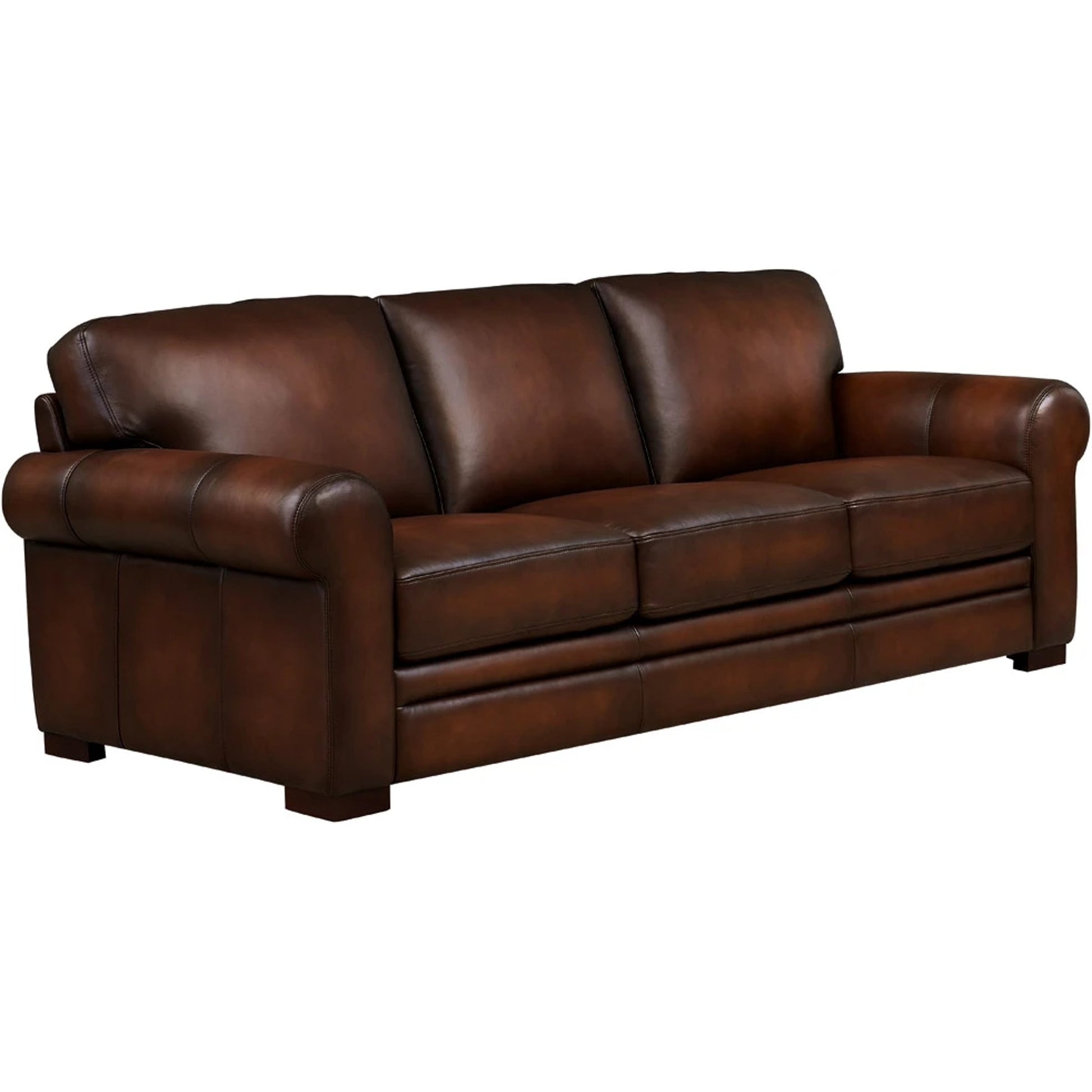 Brookfield Sofa by Hydeline in caramel brown. Made from leather in a transitional style.