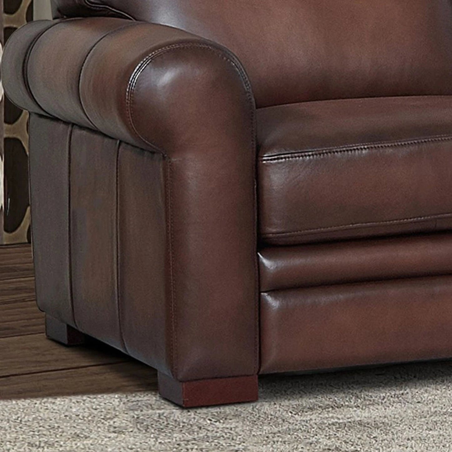 006 SI-2095626 | Lifestyle | Brookfield Sofa by Hydeline in caramel brown. Made from leather in a transitional style.