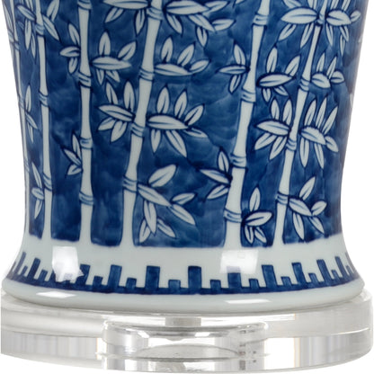 Chinese Bamboo Vase Lamp by Chelsea House in blue, white. Made from ceramic in a modern style.