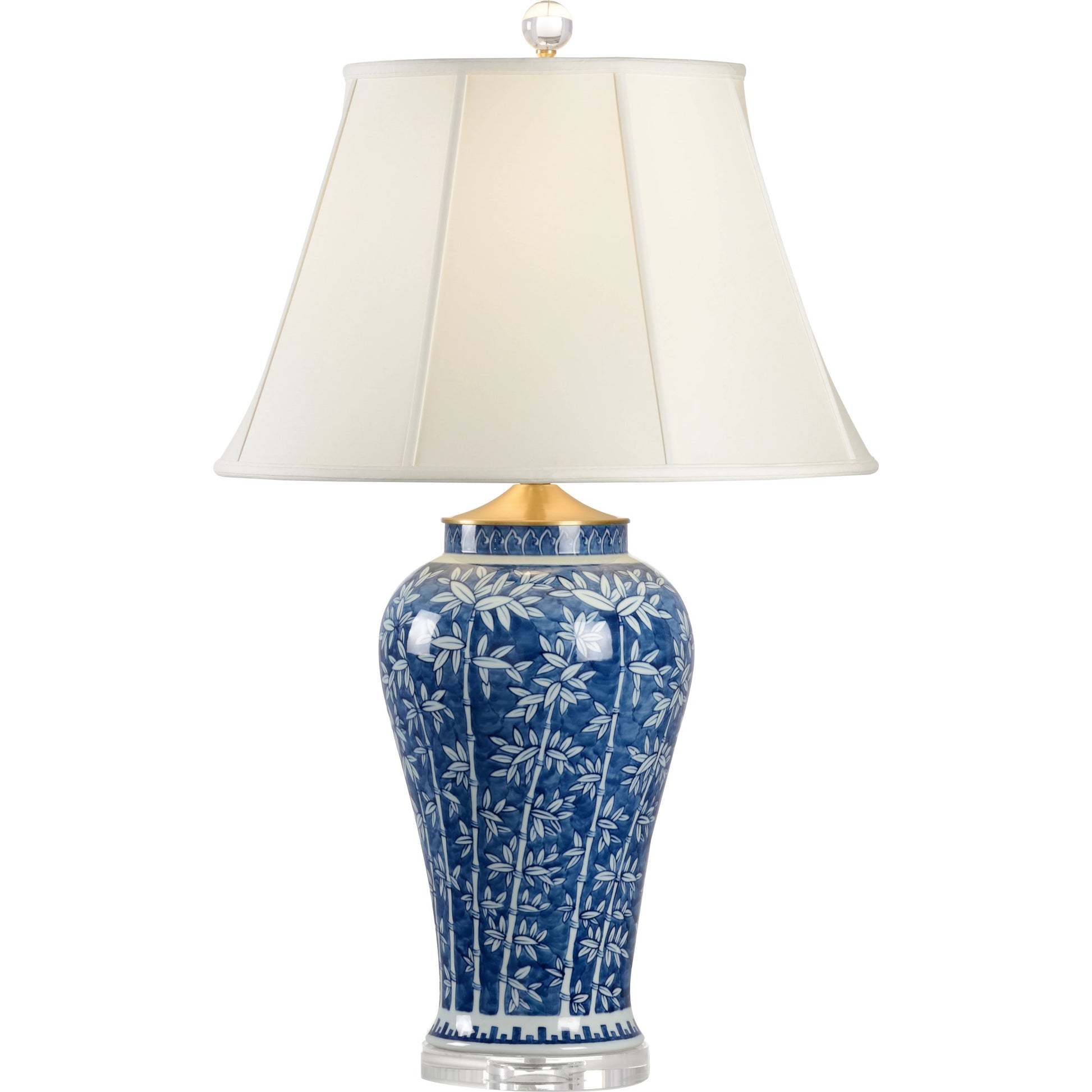 Chinese Bamboo Vase Lamp by Chelsea House in blue, white. Made from ceramic in a modern style.