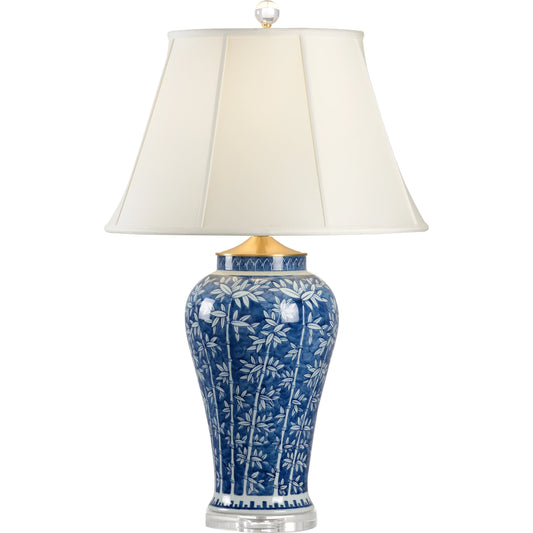 Chinese Bamboo Vase Lamp by Chelsea House in blue, white. Made from ceramic in a modern style.