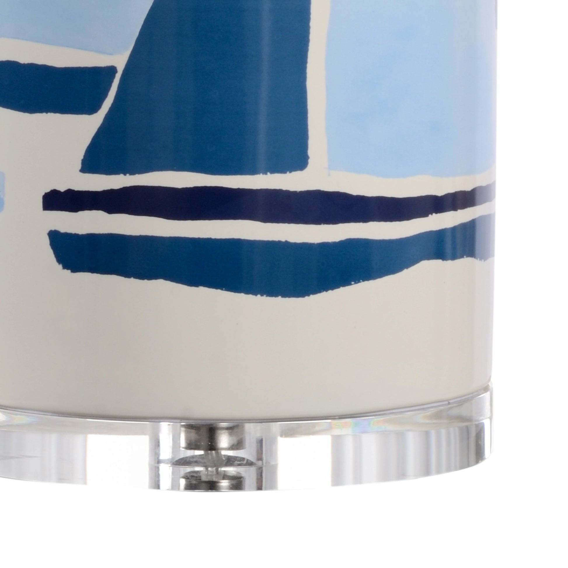 Chesapeake Lamp by Chelsea House in blues, white glaze, clear. Made from ceramic in a modern style.