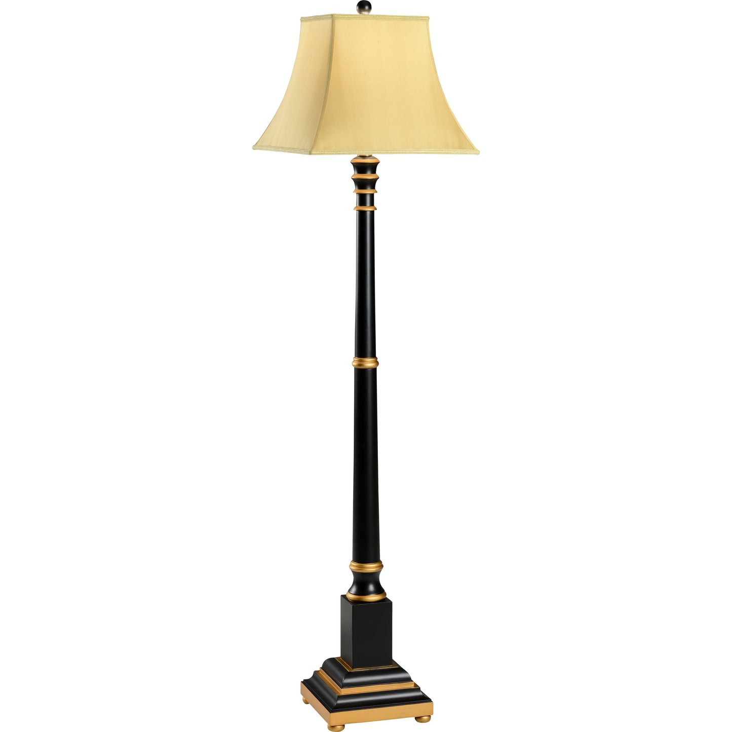 001 SR-386707 | Primary Silo | Wood Candlestick Floor Lamp by Wildwood in hand painted, black, gold. Made from wood in a traditional style.