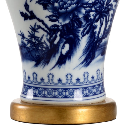 Chesterton Lamp by Chelsea House in blue, white, gold. Made from ceramic in a modern style.