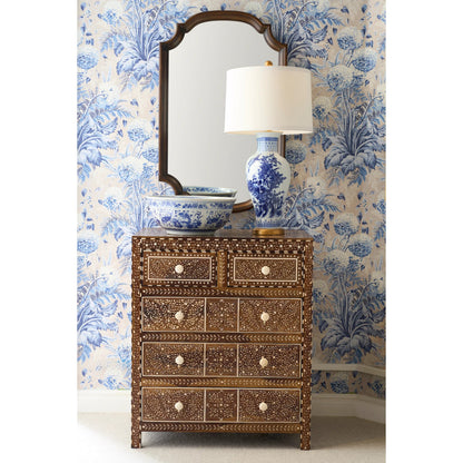 Chesterton Lamp by Chelsea House in blue, white, gold. Made from ceramic in a modern style.