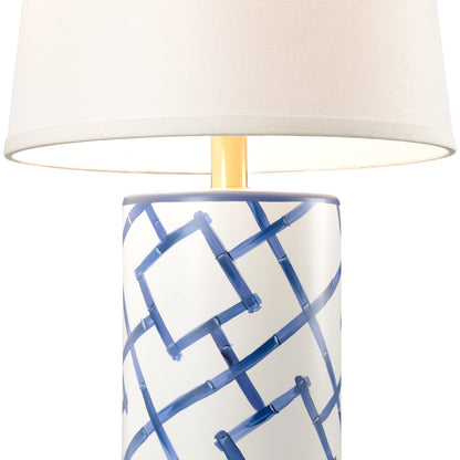 Bamboo Squares Lamp by Chelsea House in green, white, gold accents. Made from ceramic, porcelain in a transitional style.