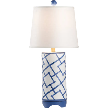 Bamboo Squares Lamp by Chelsea House in green, white, gold accents. Made from ceramic, porcelain in a transitional style.