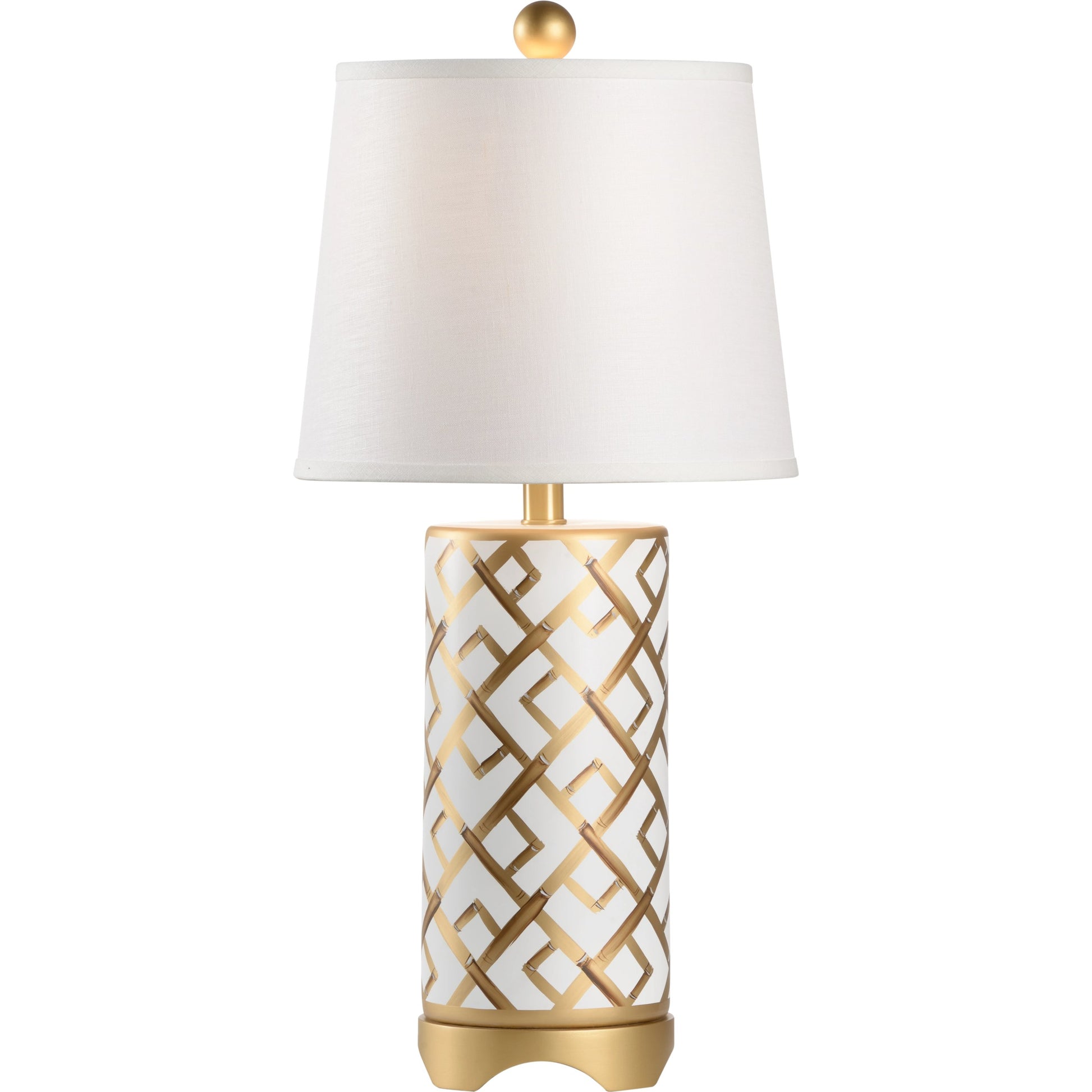 Bamboo Squares Lamp by Chelsea House in green, white, gold accents. Made from ceramic, porcelain in a transitional style.