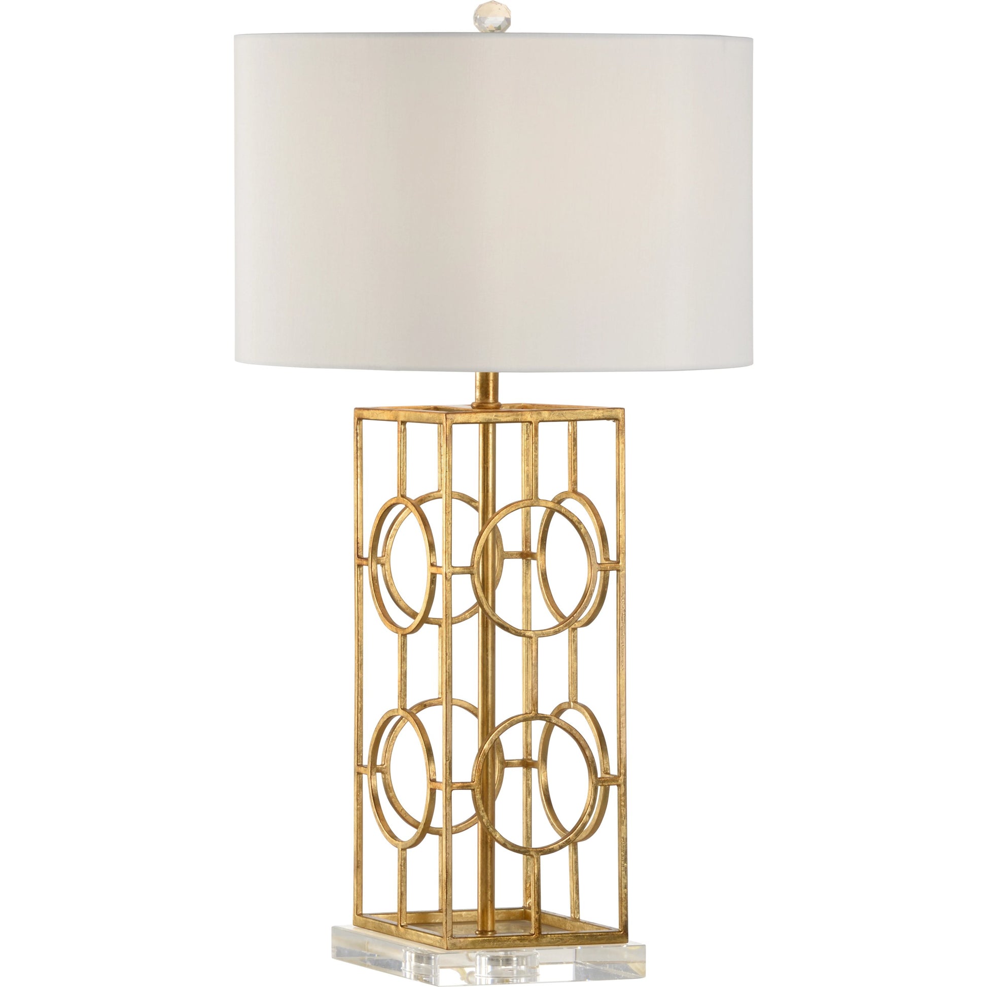 Dorset Lamp by Chelsea House in antique gold leaf, clear. Made from iron in a modern style.