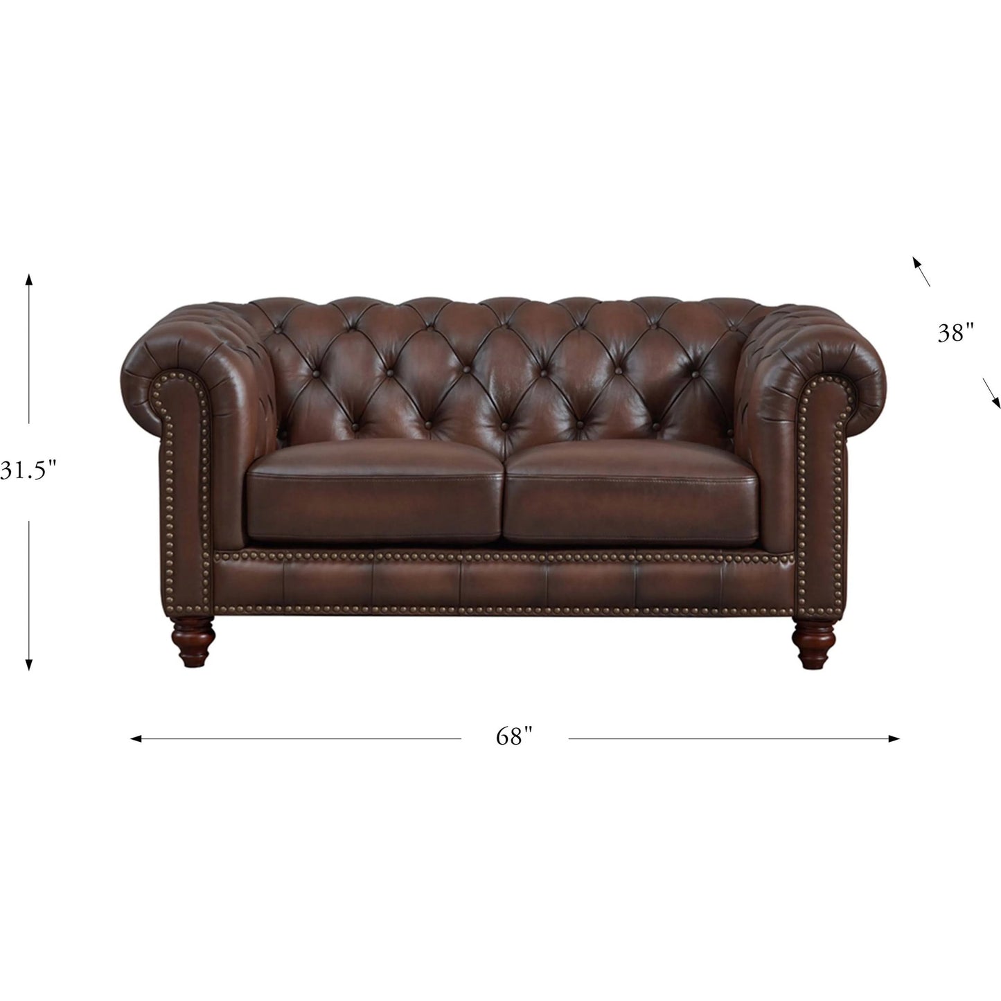 002 SI-2379342 | Additional Silo | Alton Bay 2-Seat Leather Sofa by Hydeline in caramel brown. Made from leather/split, solid hardwood kiln dried in a traditional style.