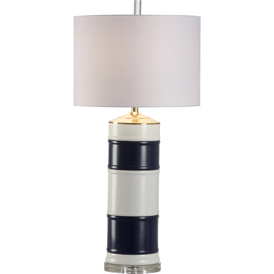Regatta Lamp by Chelsea House in navy, white glaze, clear. Made from ceramic in a modern style.