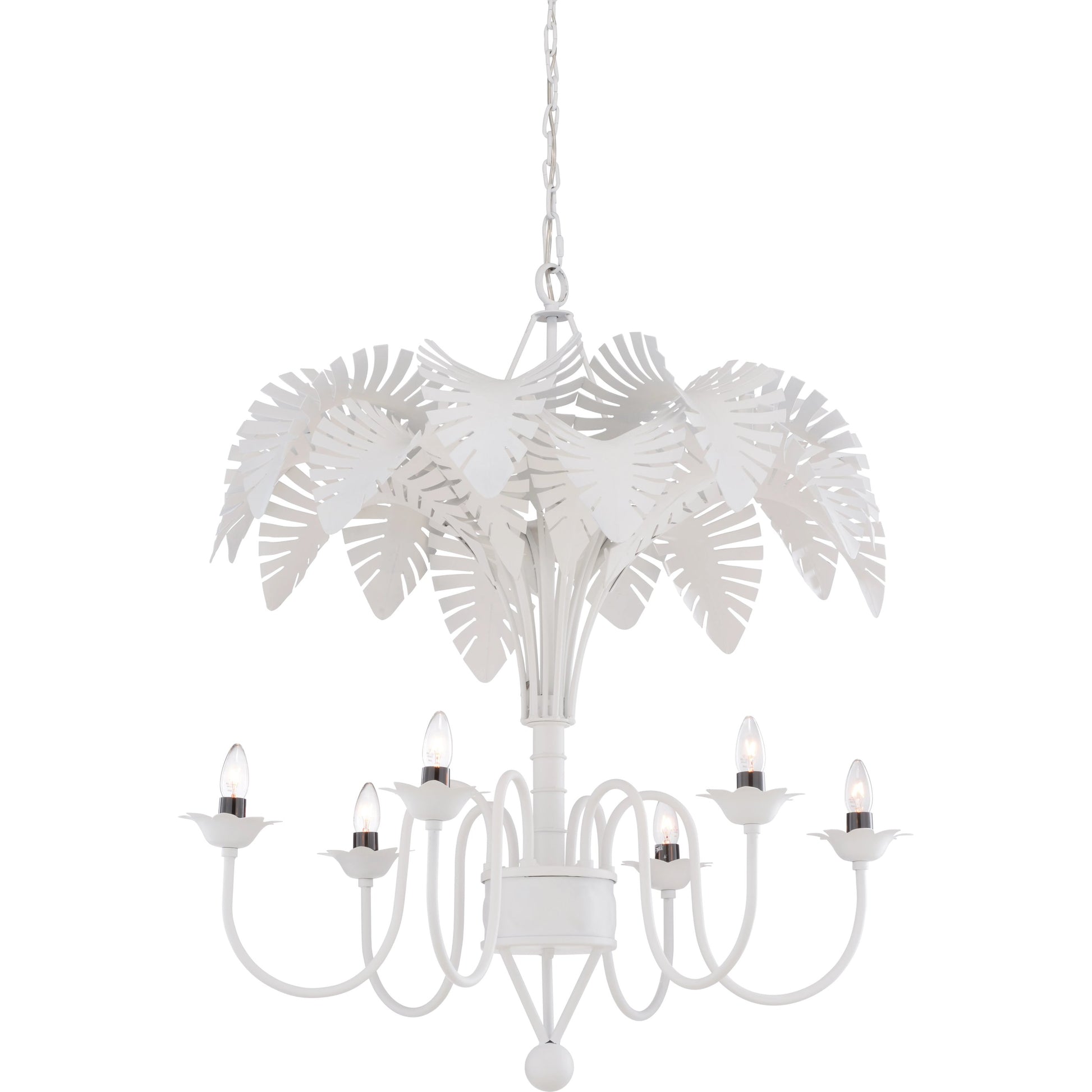 Fern Chandelier by Chelsea House in white. Made from iron in a modern style.