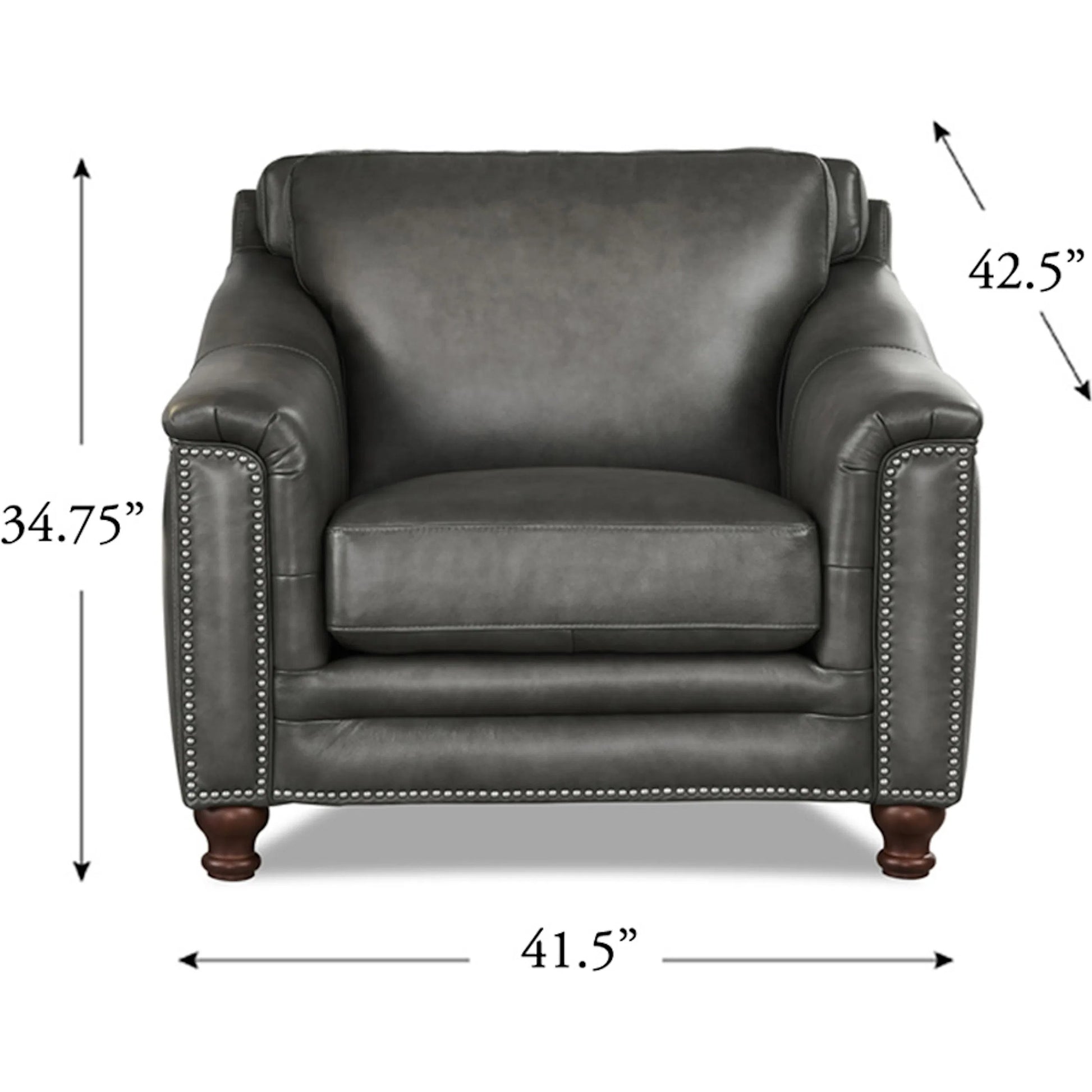 Belfast Chair by Hydeline in ash gray. Made from leather in a transitional style.