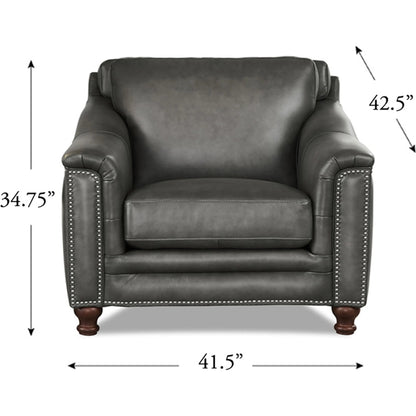 Belfast Chair by Hydeline in ash gray. Made from leather in a transitional style.