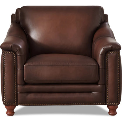 Belfast Chair by Hydeline in ash gray. Made from leather in a transitional style.