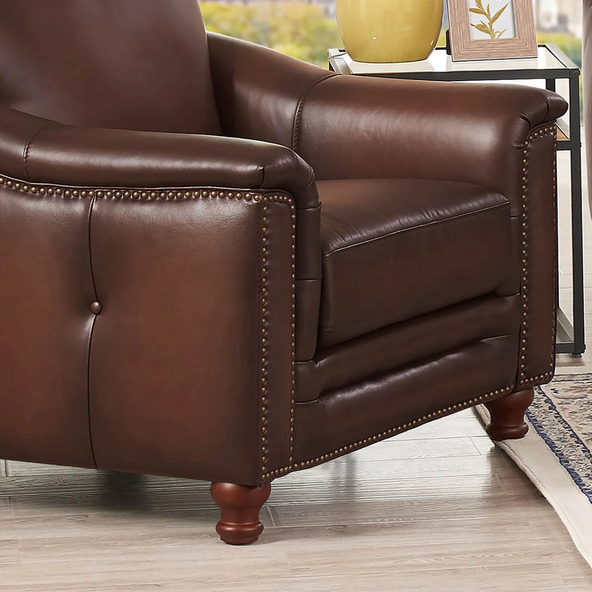 Belfast Chair by Hydeline in ash gray. Made from leather in a transitional style.