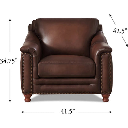 Belfast Chair by Hydeline in ash gray. Made from leather in a transitional style.