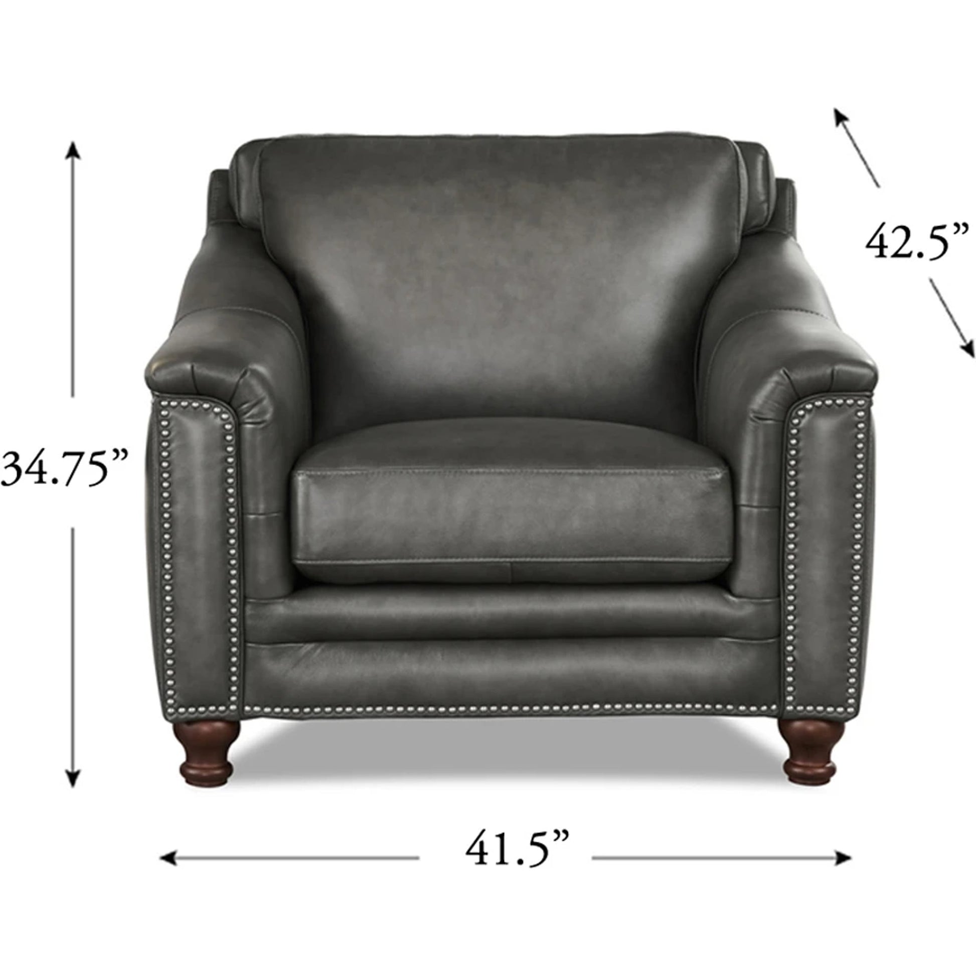 Belfast Chair by Hydeline in ash gray. Made from leather in a transitional style.