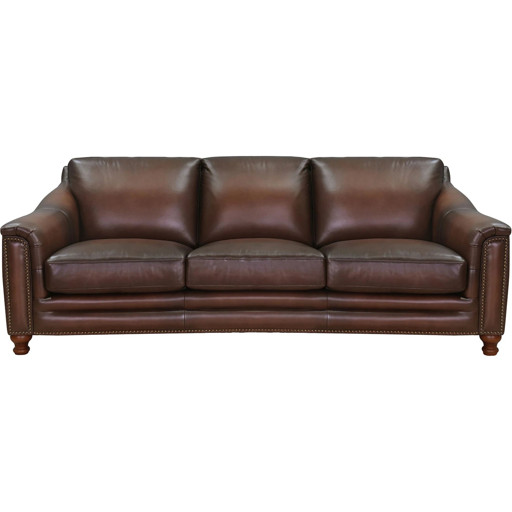 Belfast Sofa by Hydeline in ash gray. Made from leather in a transitional style.