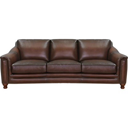 Belfast Sofa by Hydeline in ash gray. Made from leather in a transitional style.