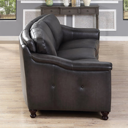 Belfast Sofa by Hydeline in ash gray. Made from leather in a transitional style.