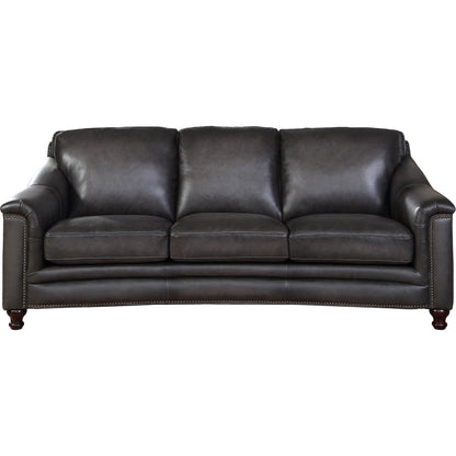 Belfast Sofa by Hydeline in ash gray. Made from leather in a transitional style.