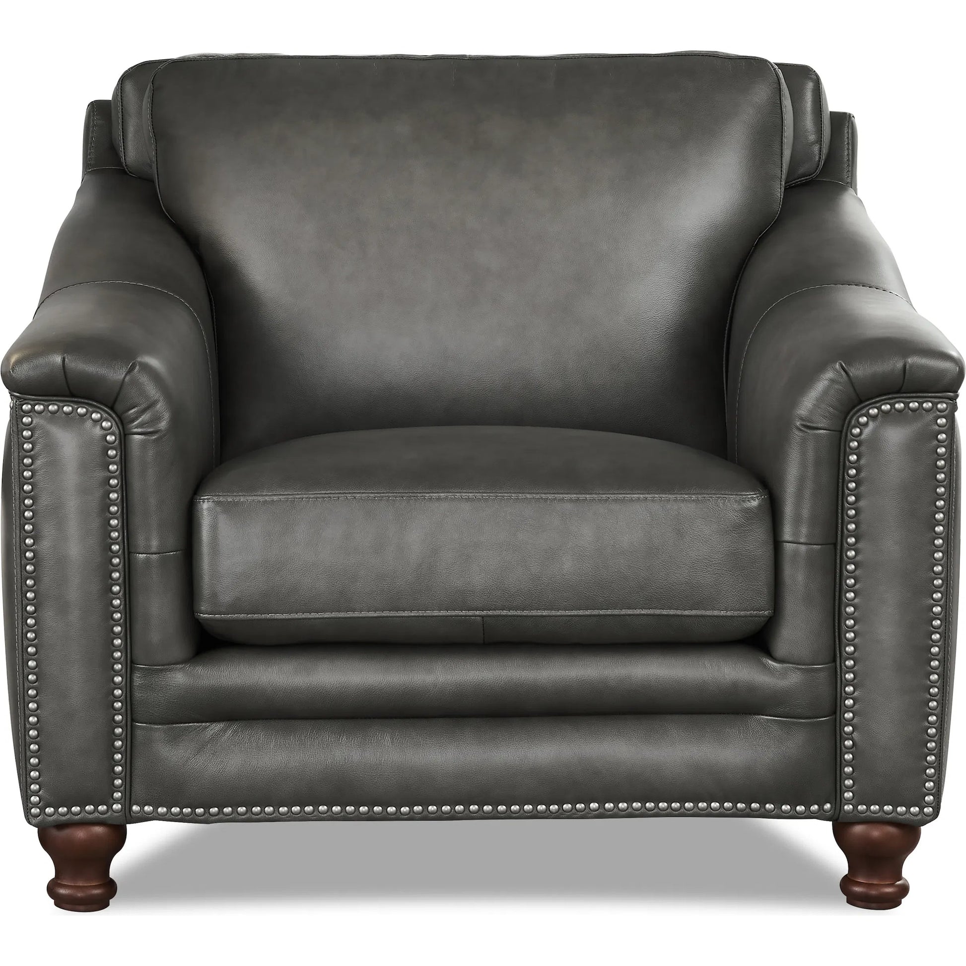 Belfast Chair by Hydeline in ash gray. Made from leather in a transitional style.