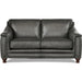 Belfast Loveseat by Hydeline in ash gray. Made from leather in a transitional style.