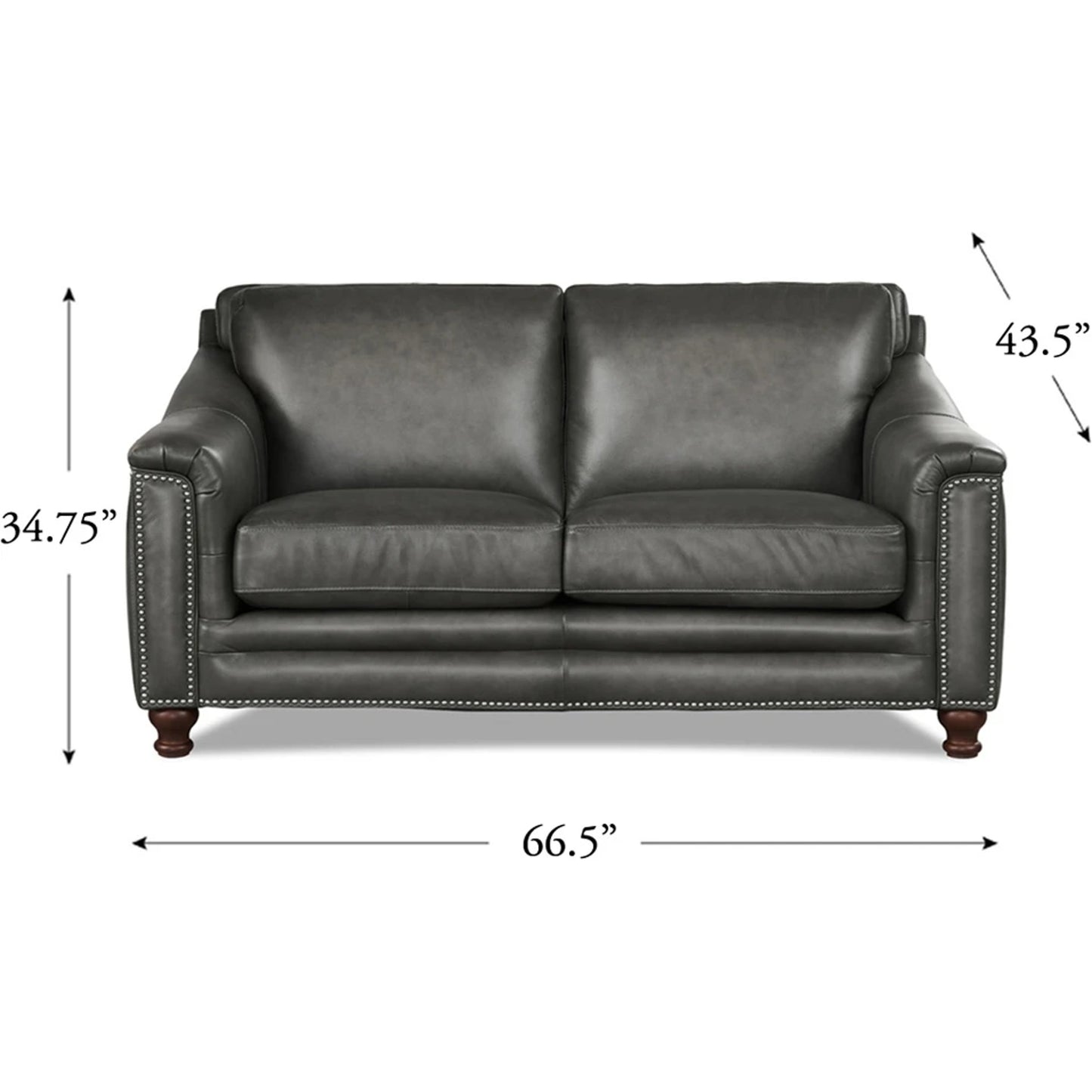 003 SI-2095630 | Additional Silo | Belfast Loveseat by Hydeline in ash gray. Made from leather in a transitional style.
