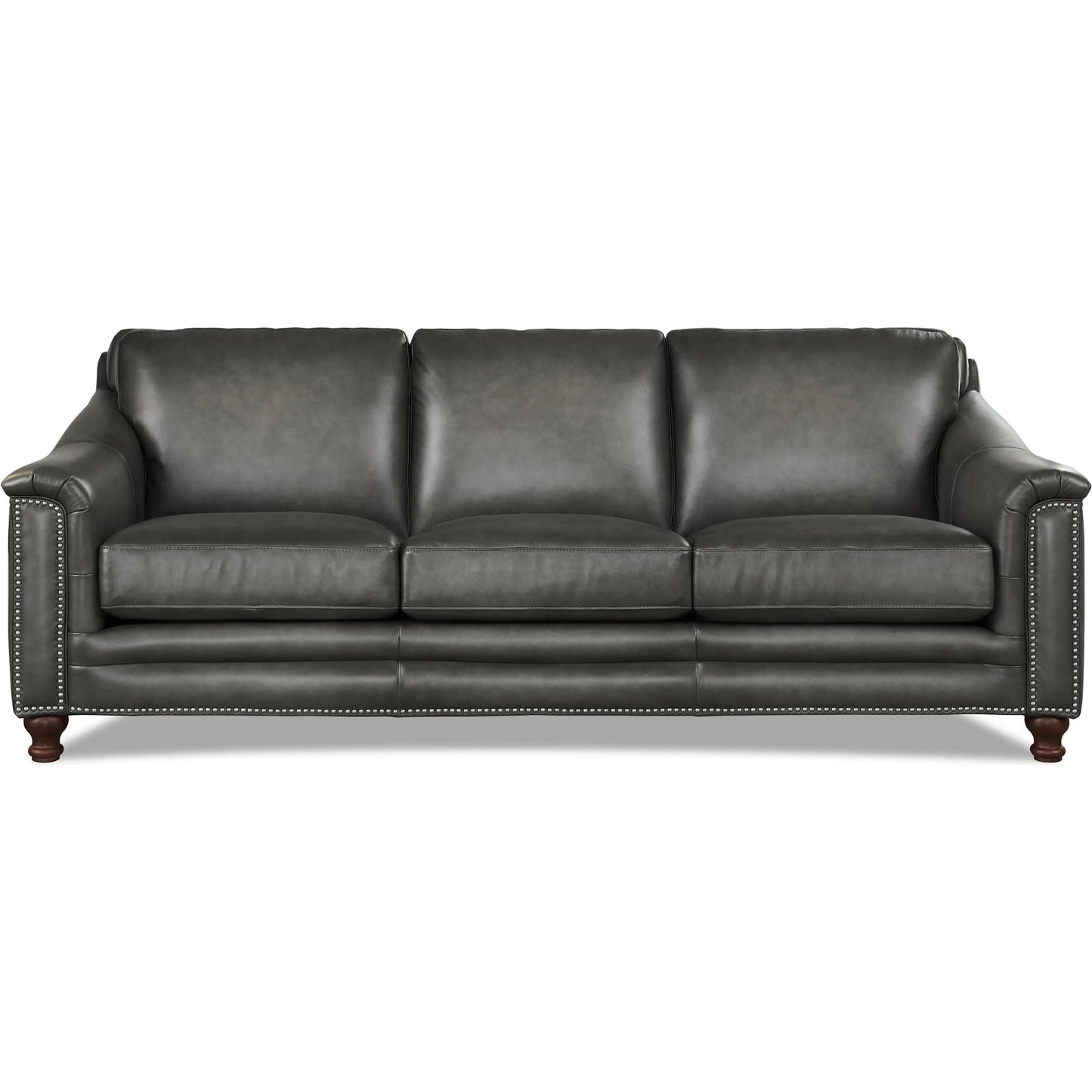 001 SI-2095634 | Primary Silo | Belfast Sofa by Hydeline in ash gray. Made from leather in a transitional style.