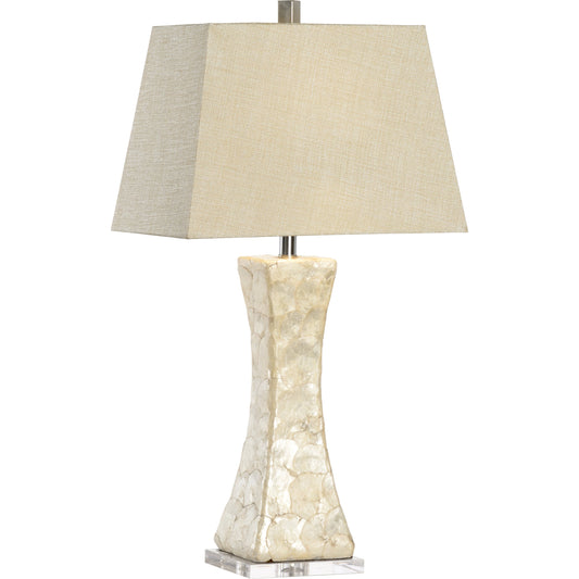 Bruce Lamp by Chelsea House in faux ivory penshell, clear. Made from composite in a transitional style.