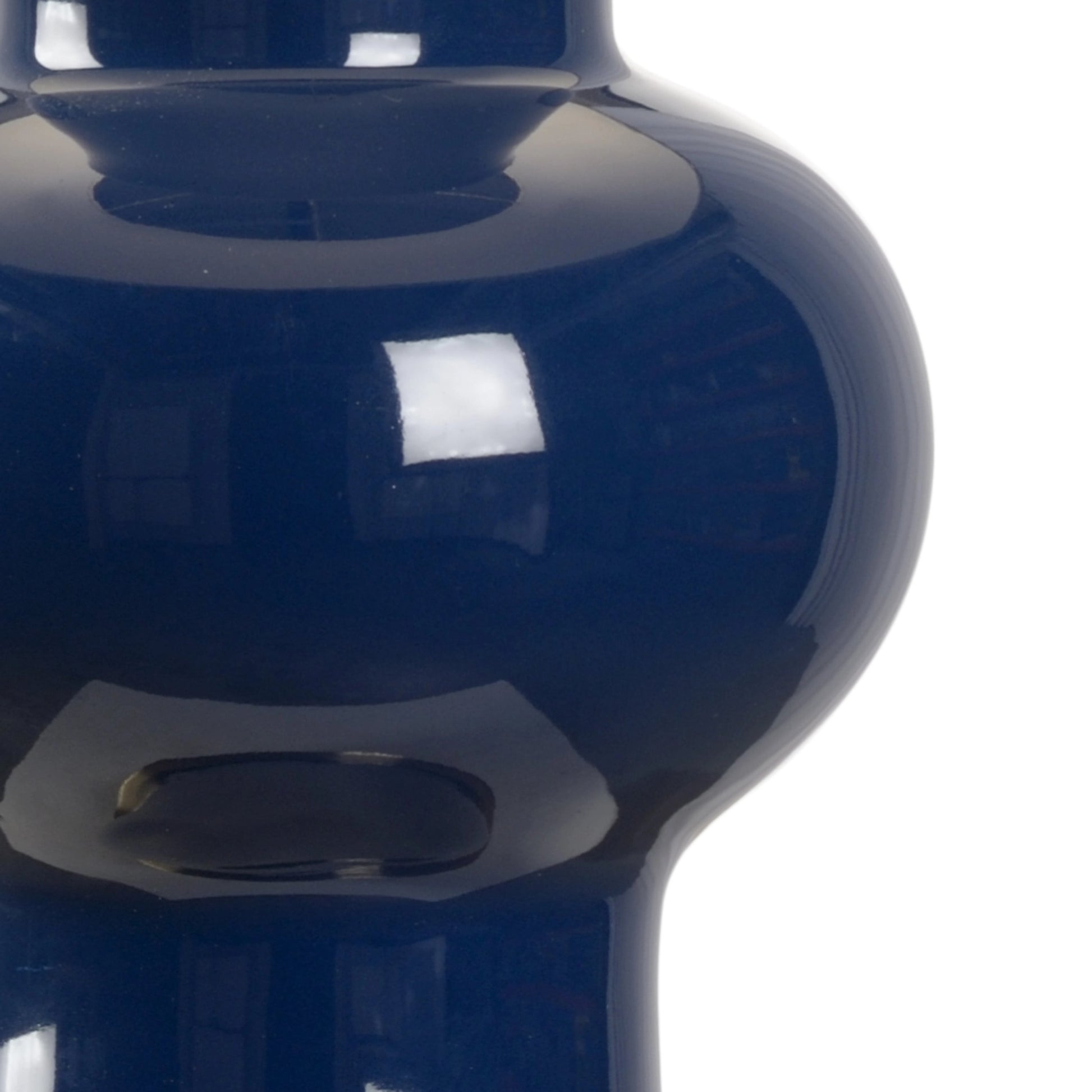 Rockport Beach Lamp by Chelsea House in cobalt glaze, antique brass. Made from ceramic in a transitional style.