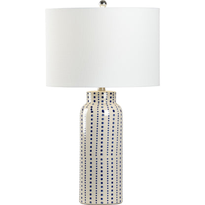 Milton Lamp by Chelsea House in blue, white glaze. Made from ceramic in a coastal style.