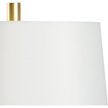 Round Crosby Lamp by Chelsea House in natural white, antique brass. Made from marble in a traditional style.