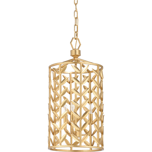 Stem Lantern by Chelsea House in gold leaf. Made from metal in a transitional style.