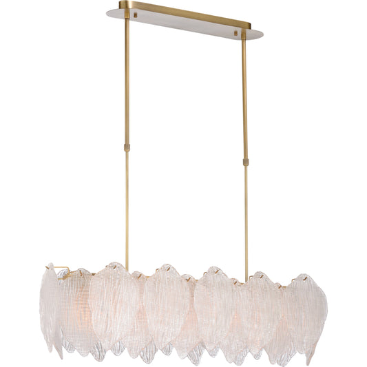 Soho Island Chandelier by Chelsea House in antique brass, frosted. Made from metal, crystal in a coastal style.